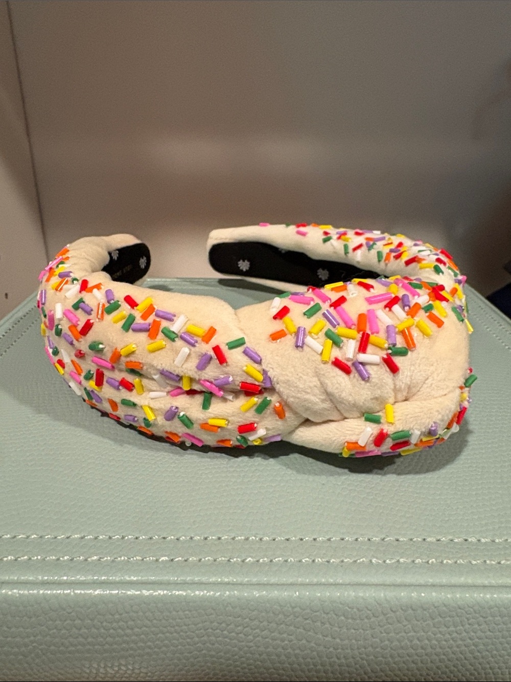 Lele Sadoughi Plush Cream Headband with Colorful Sprinkles